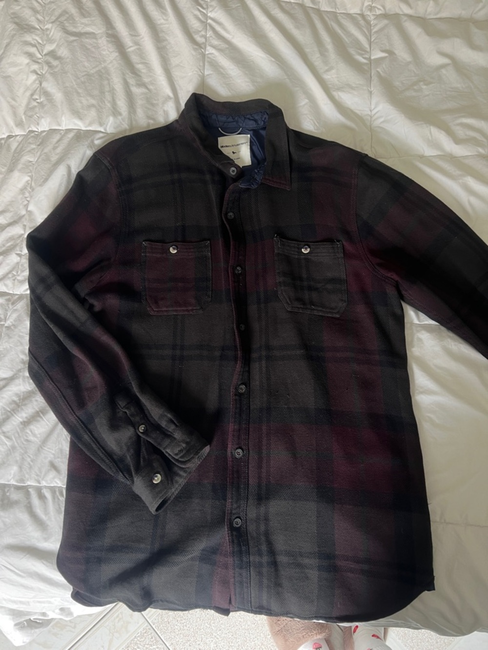 Modern Amusement Black and Burgundy Plaid Button-Front Shacket